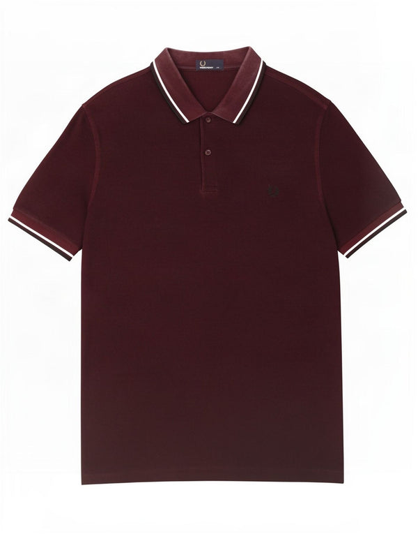 Camisa polo masculina Fred Perry 2XL algodão listrado marrom