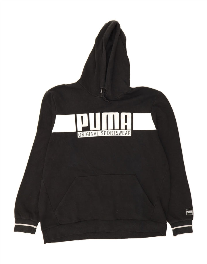 PUMA Mens Graphic Hoodie Jumper 2XL Black Cotton Vintage Puma and Second-Hand Puma from Messina Hembry 