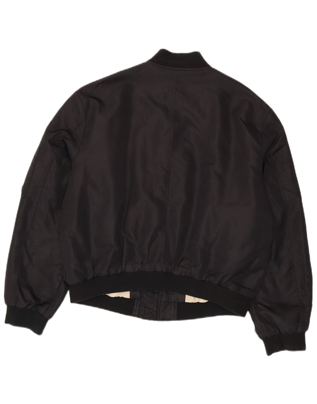 Zara Womens Crop Oversized Bomber Jacket UK 16 Grande Poliamida Preta