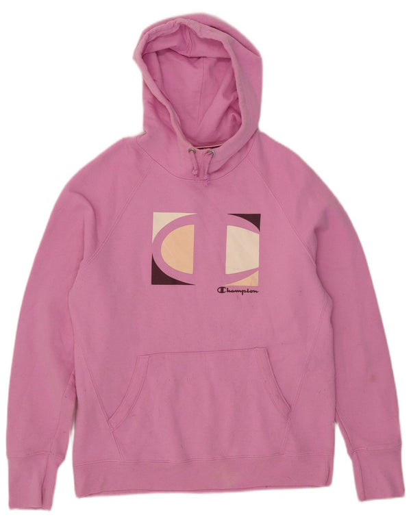 Jumper com capuz gráfico feminino Champion UK 14 rosa médio