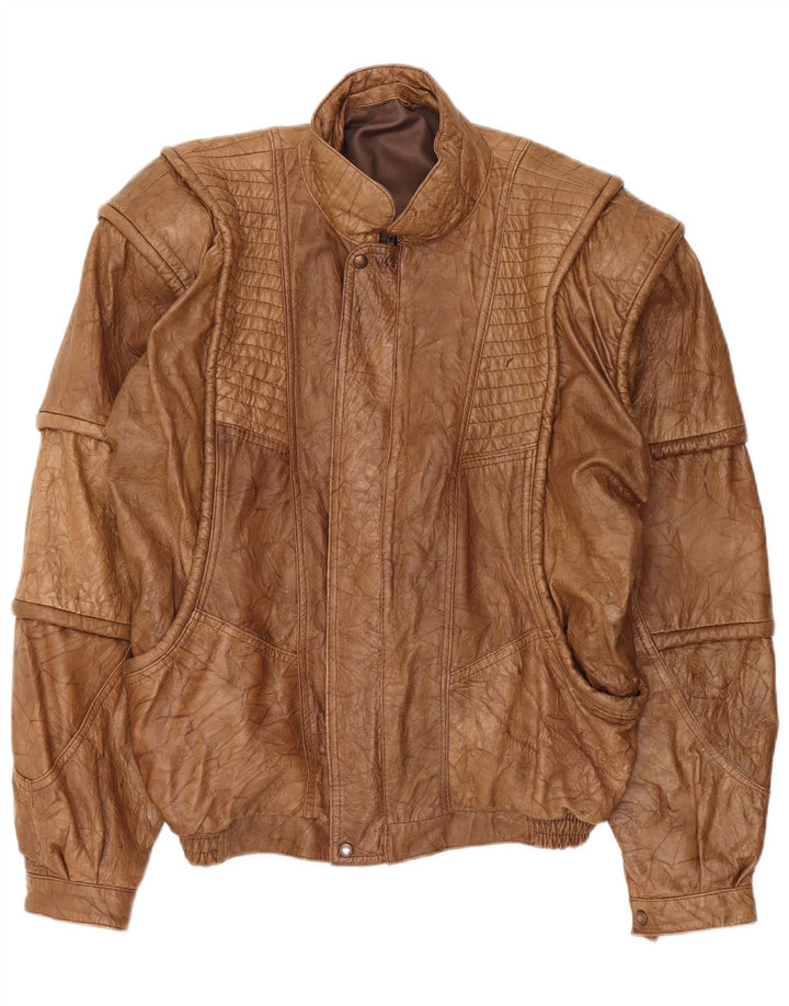 Jaqueta de couro masculina vintage UK 42 XL marrom