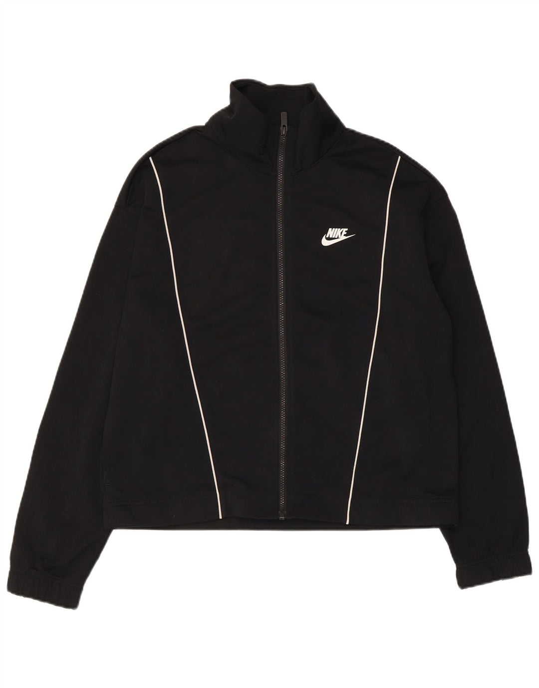 Nike Womens Tracksuit Top Jacket UK 14 Médio Preto Poliéster