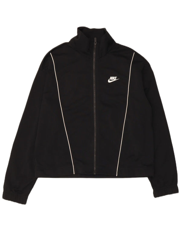 Nike Womens Tracksuit Top Jacket UK 14 Médio Preto Poliéster