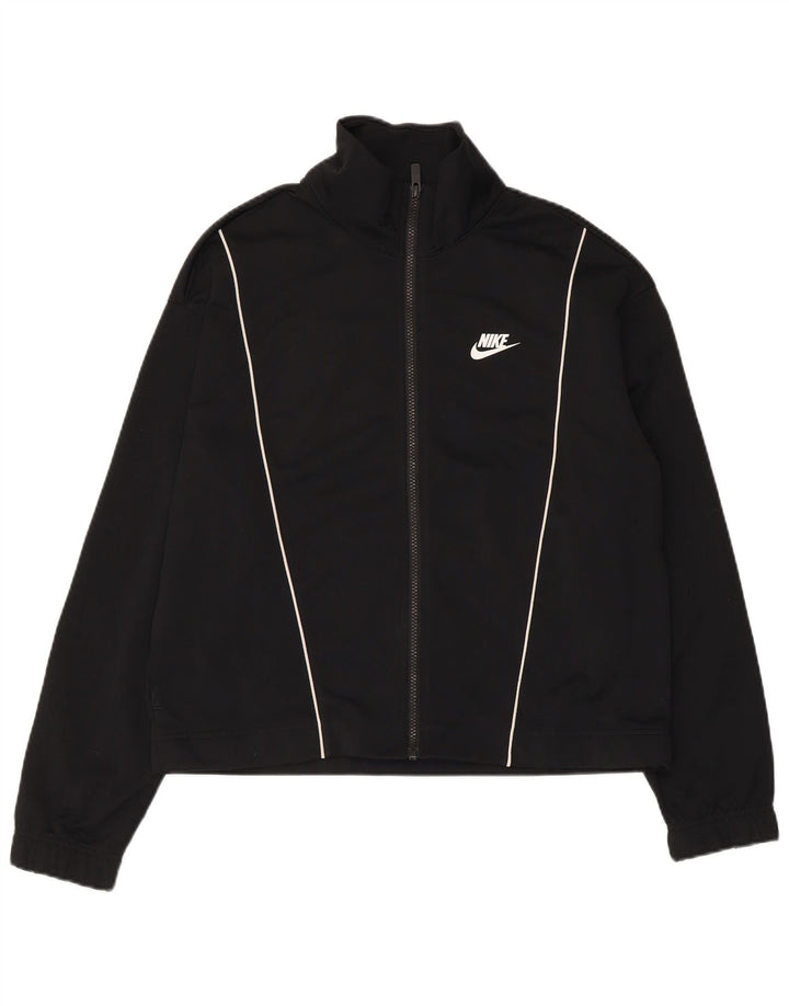 Nike Womens Tracksuit Top Jacket UK 14 Médio Preto Poliéster