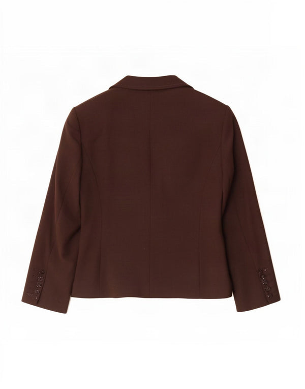 Jaqueta blazer feminina de 2 botões Marks & Spencer Reino Unido 16 grande poliéster marrom