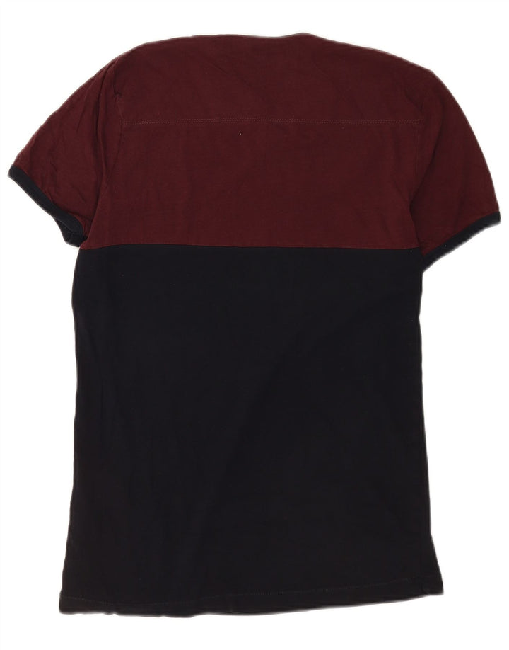 Camiseta masculina French Connection Top médio algodão colorblock cor de vinho