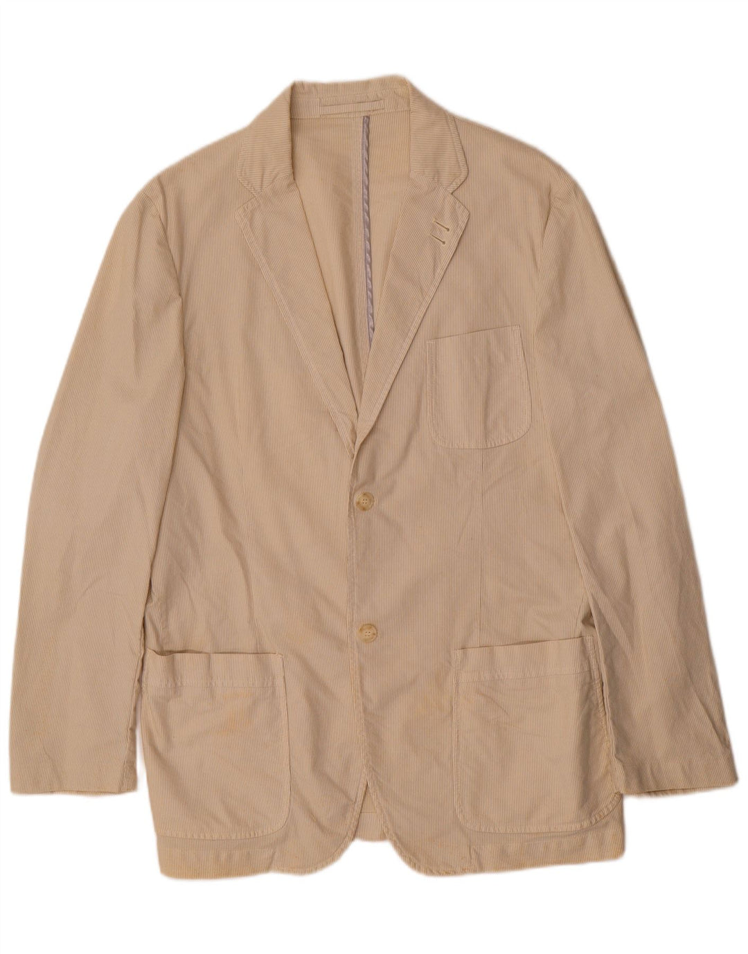 Jaqueta blazer masculina Trussardi Jeans com 2 botões Reino Unido 38 risca de giz bege médio