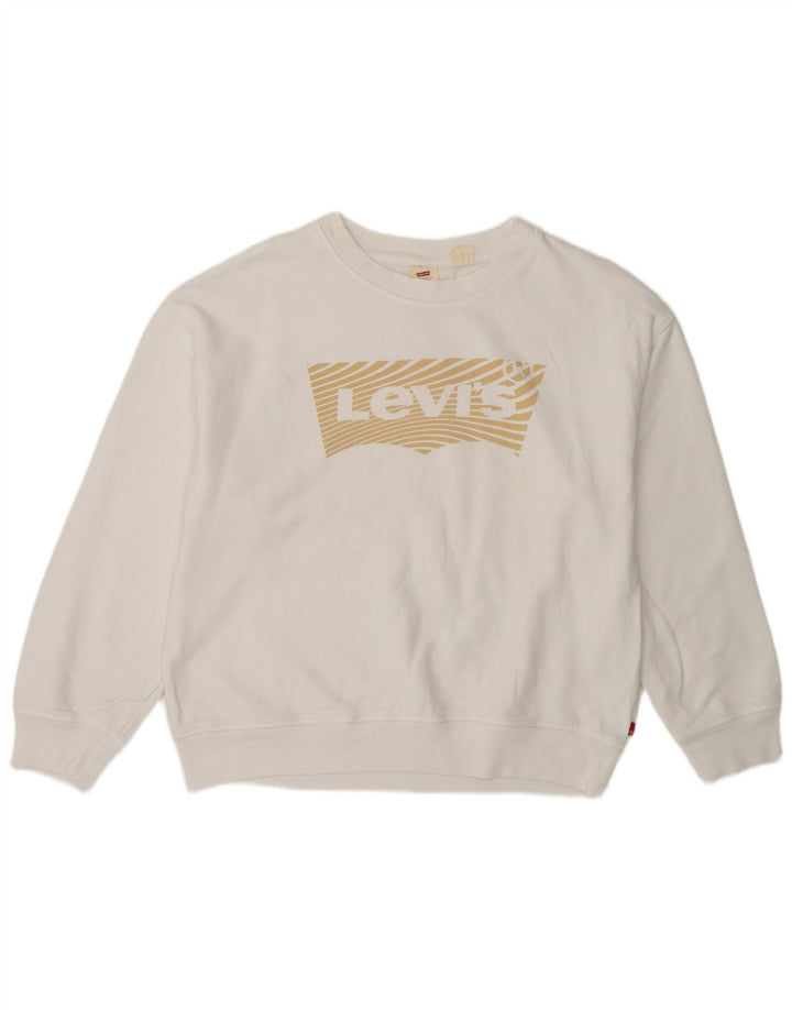 Moletom feminino Levi's com estampa oversized, Reino Unido 14, médio, algodão branco