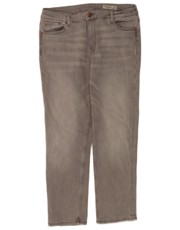 Marks & Spencer Feminino The Sienna Straight Jeans Reino Unido 16 Grande W34 L27 Cinza