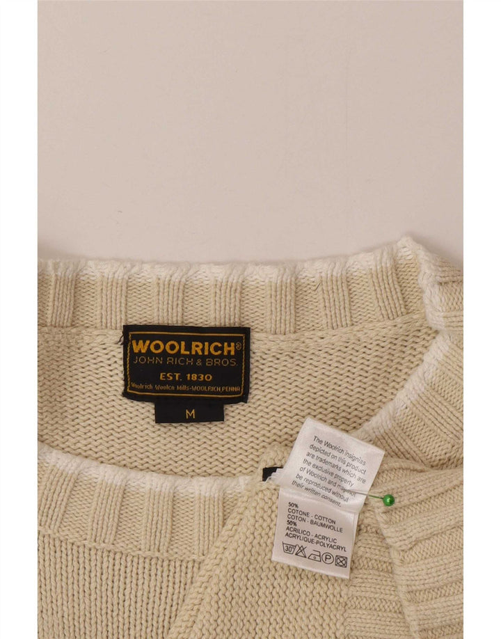 Suéter masculino Woolrich com gola canoa e listrado branco médio