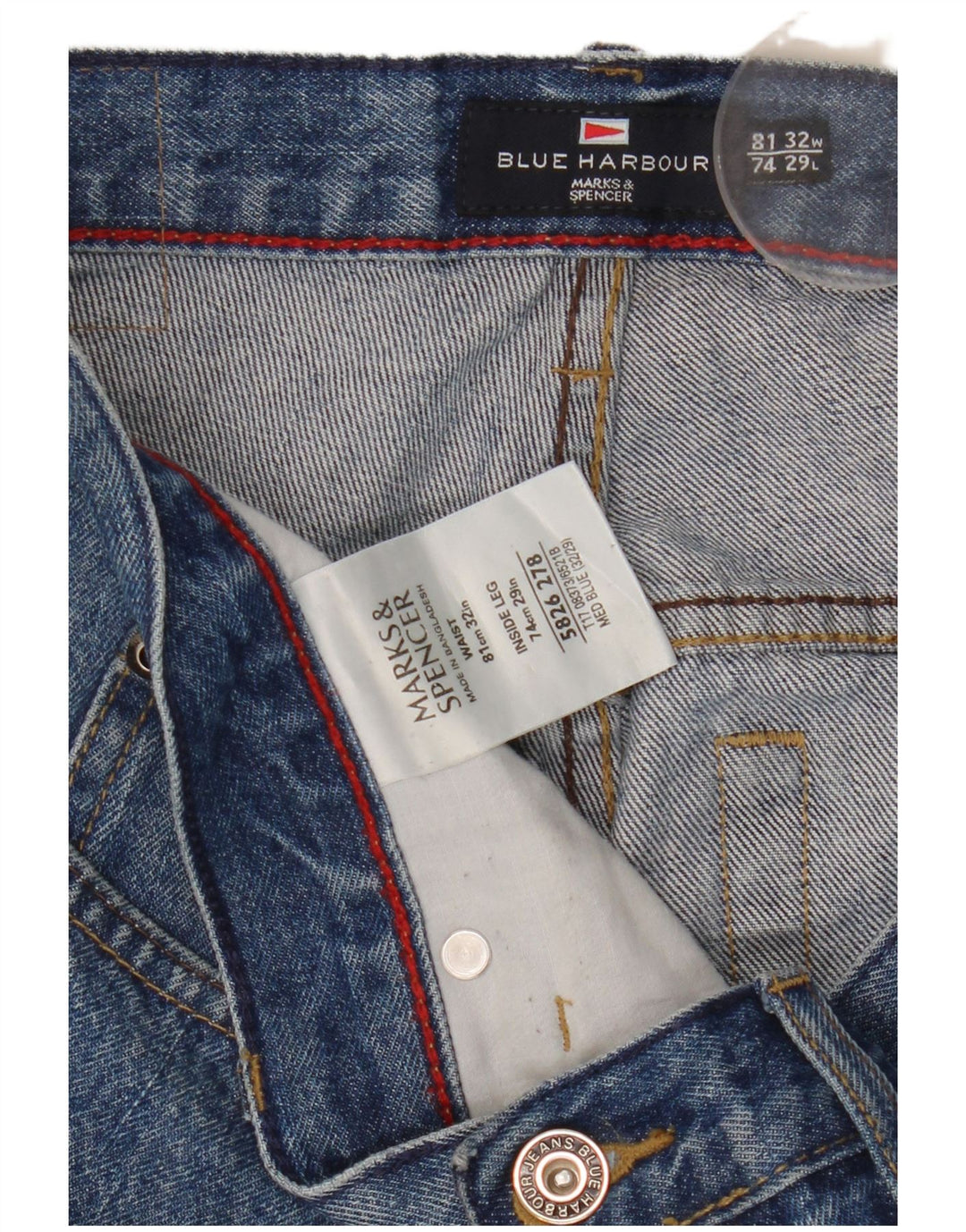 Jeans Marks & Spencer masculino Blue Harbor Straight W32 L29 algodão azul