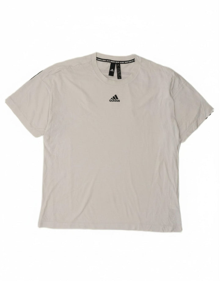 ADIDAS Mens T-Shirt Top Grande Algodão Branco