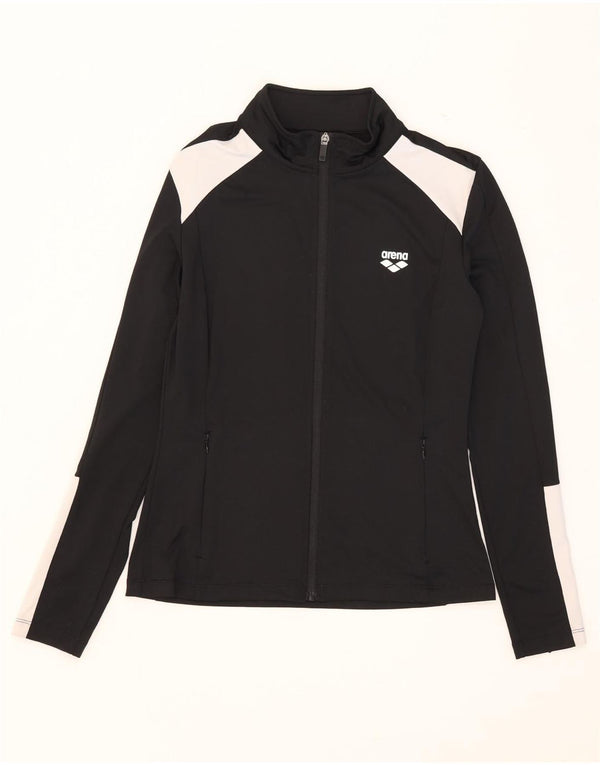 Arena Womens Tracksuit Top Jacket UK 10 Small Black Colourblock Poliéster