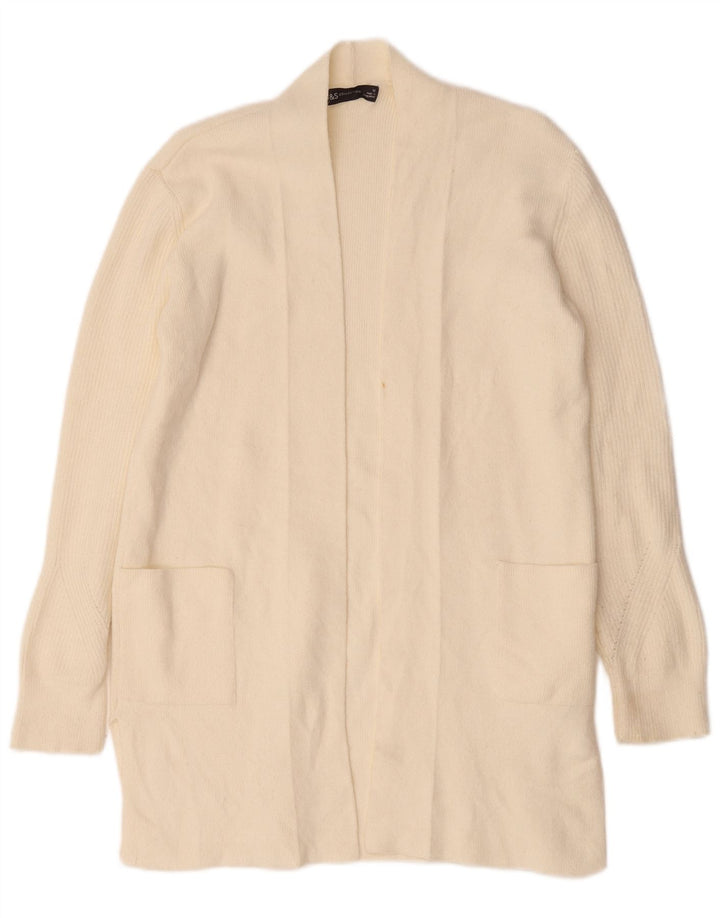 Suéter cardigã feminino Longline Marks & Spencer Reino Unido 12 Médio Off White