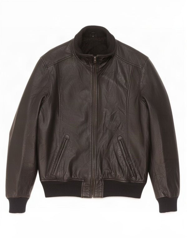 Jaqueta de couro masculina vintage UK 38 média preta