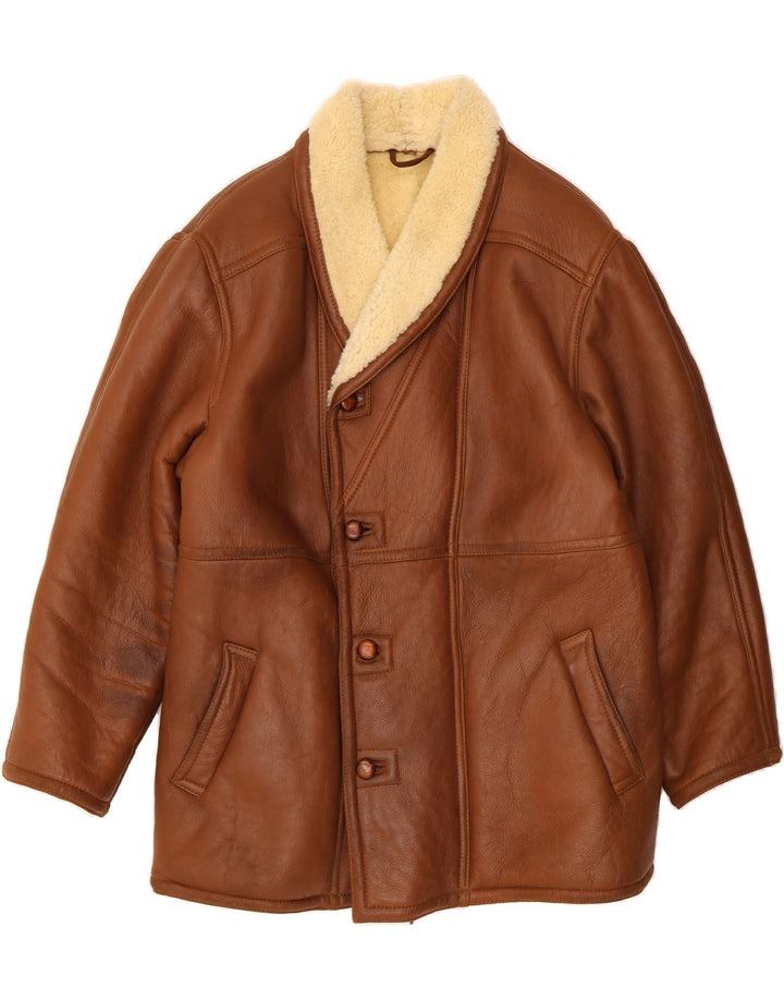Jaqueta masculina VINTAGE Shearling IT 52 XL marrom shearling