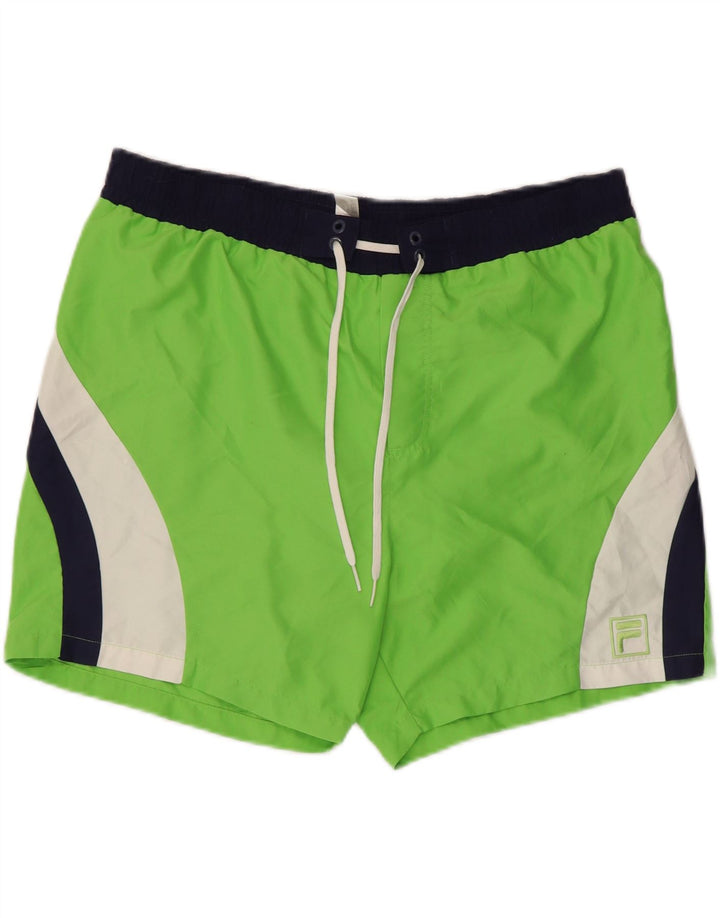 Shorts de natação masculino Fila médio verde colorblock poliéster