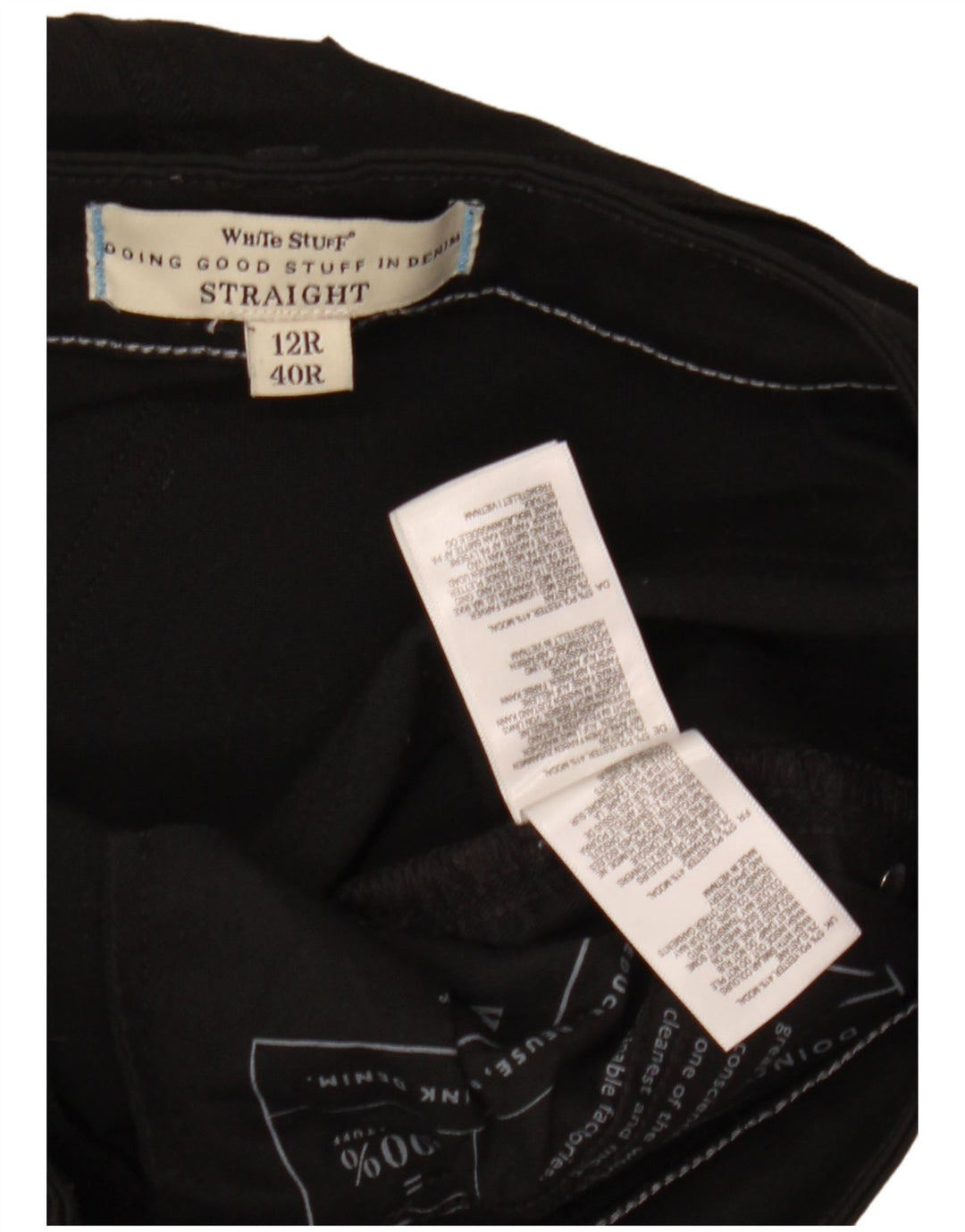 WHITE STUFF Calça feminina reta casual UK 12 Médio W32 L30 preta
