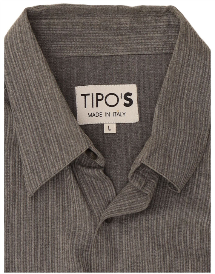 Camisa masculina de flanela Tipo'S listrada cinza grande