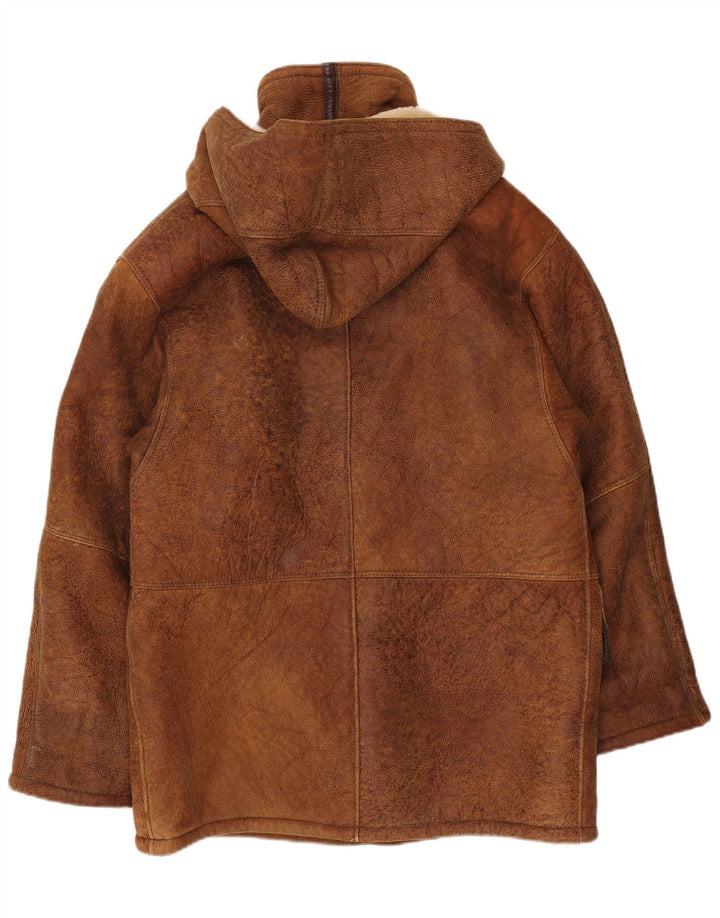Jaqueta masculina VINTAGE com capuz e shearling IT 50 grande marrom shearling