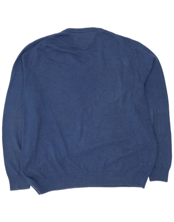 Suéter masculino Tommy Hilfiger com decote em V XL azul marinho algodão