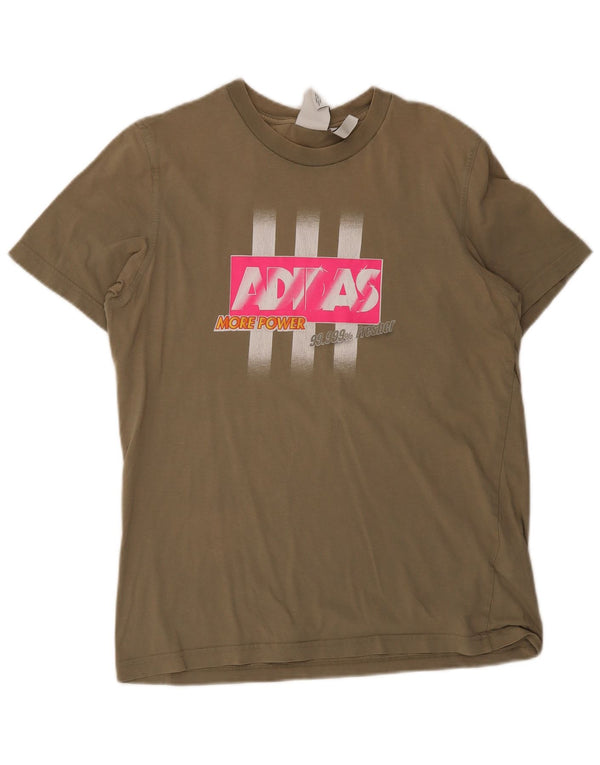 Adidas Mens Graphic T-Shirt Top Médio Algodão Cáqui