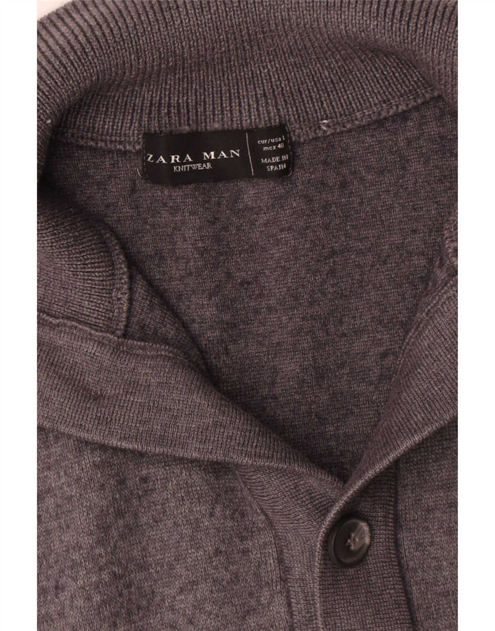 Suéter cardigã masculino Zara grande lã cinza