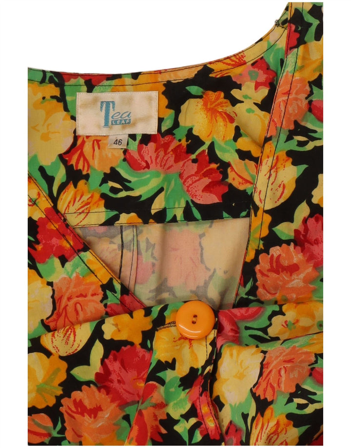 Jaqueta blazer feminina VINTAGE com 3 botões IT 46 grande floral multicolorida