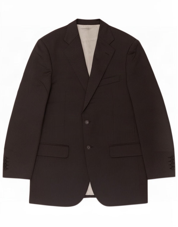 Jaqueta blazer masculina de 2 botões Marks & Spencer UK 38 risca de giz preta média