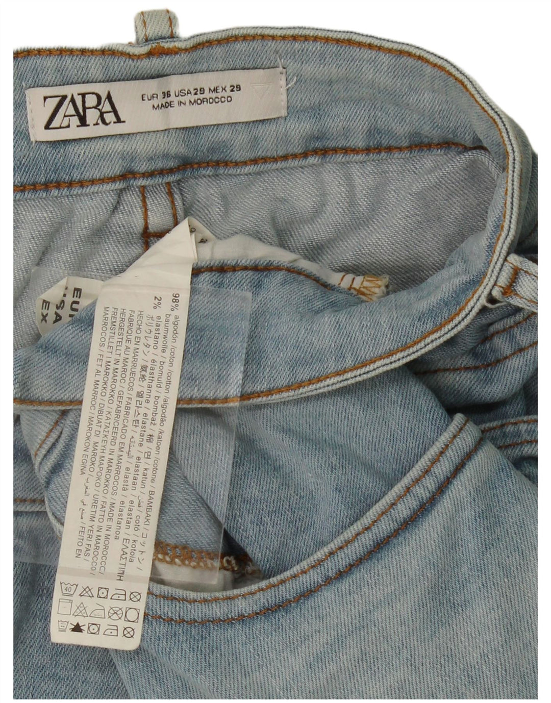 ZARA Jeans Slim Feminino W29 L26 Azul Algodão