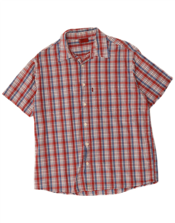 Camisa masculina de manga curta Levi's grande algodão xadrez vermelho