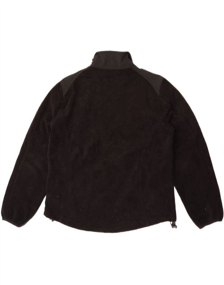 Jaqueta de lã feminina L.L.Bean UK 16 grande poliéster colorblock preto