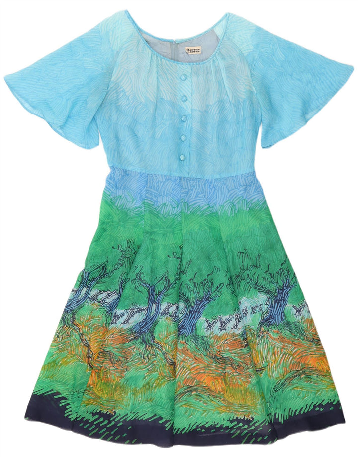 Vestido feminino Radtke com padrão abstrato evasê UE 42 grande multicolorido