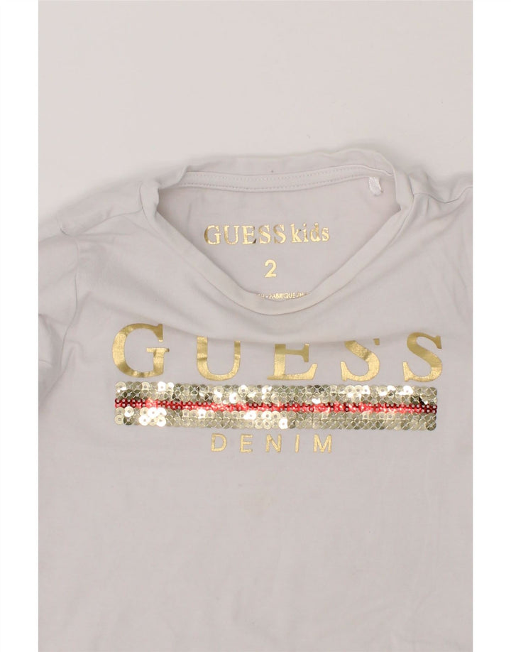 GUESS Baby Girls Graphic Top Long Sleeve 18-24 Months White Vintage Guess and Second-Hand Guess from Messina Hembry 