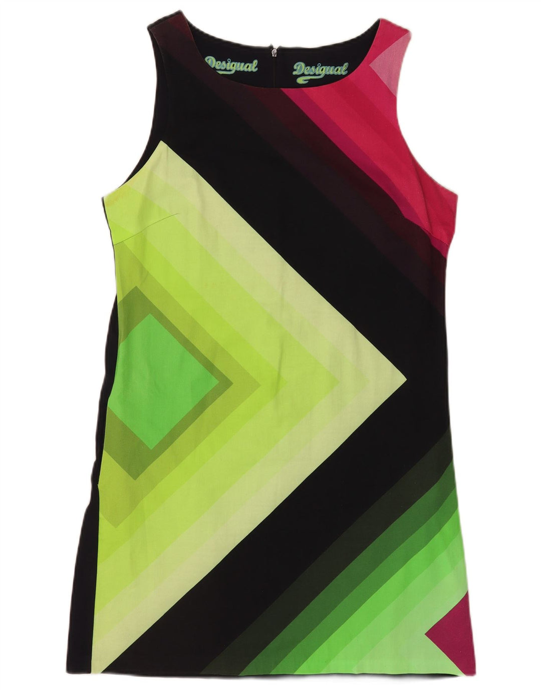 Vestido feminino Desigual com bainha gráfica UE 42 grande multicolorido geométrico