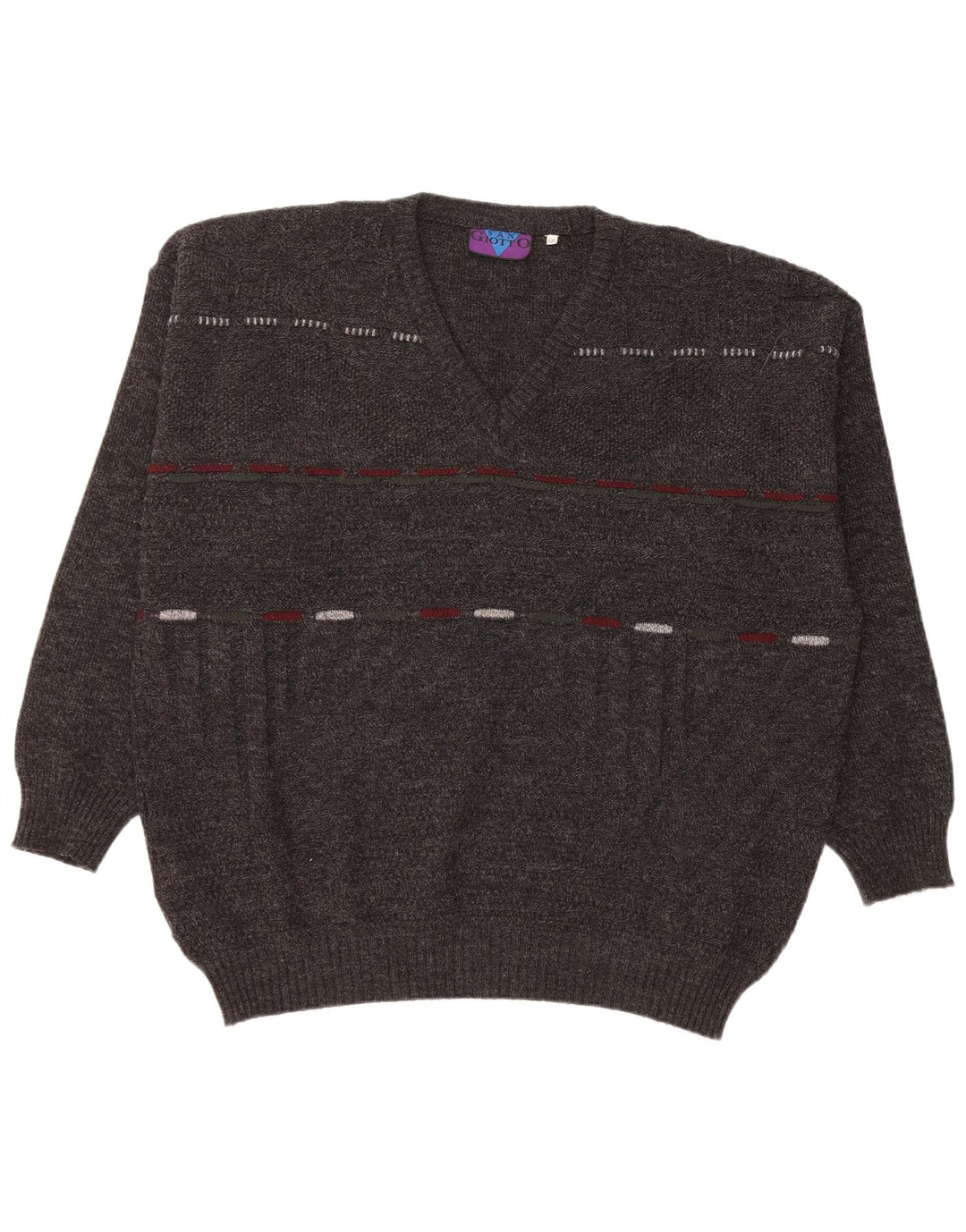 Suéter masculino VINTAGE com decote em V IT 56 XL cinza acrílico