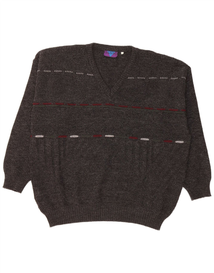 Suéter masculino VINTAGE com decote em V IT 56 XL cinza acrílico