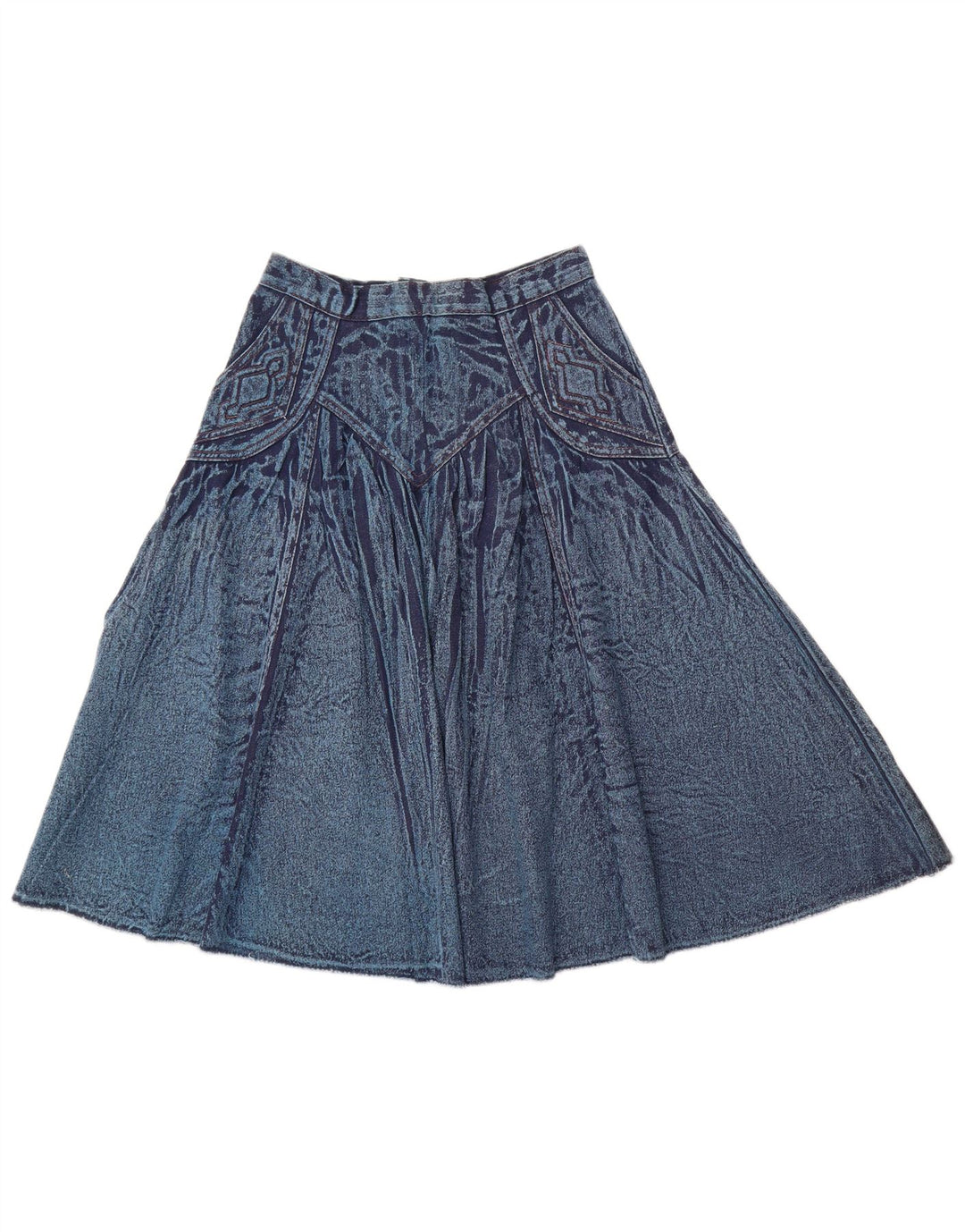 Saia jeans feminina de cintura alta VINTAGE W28 azul médio