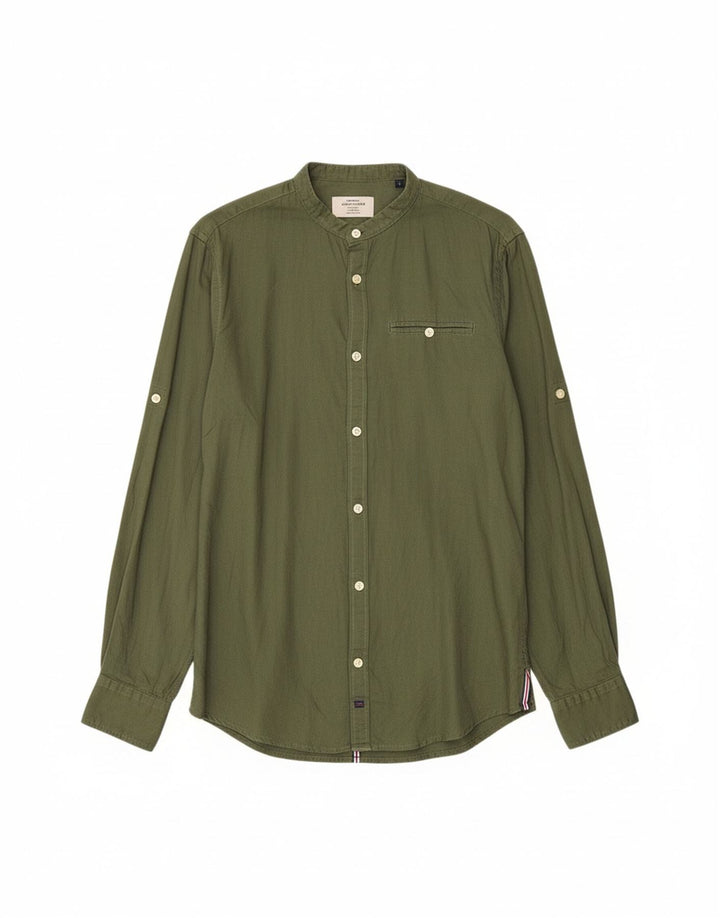 JACK & JONES Camisa masculina pequena de algodão verde