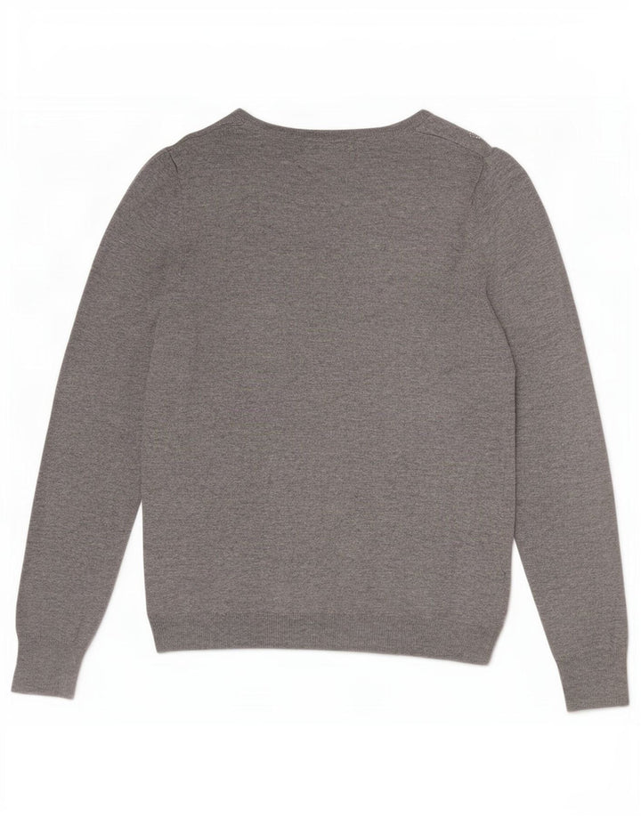 Suéter feminino Marks & Spencer com gola canoa Reino Unido 10 pequeno cinza manchado