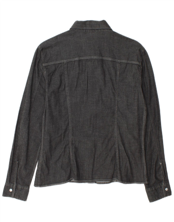 Camisa feminina Trussardi Jeans UK 16 grande algodão cinza
