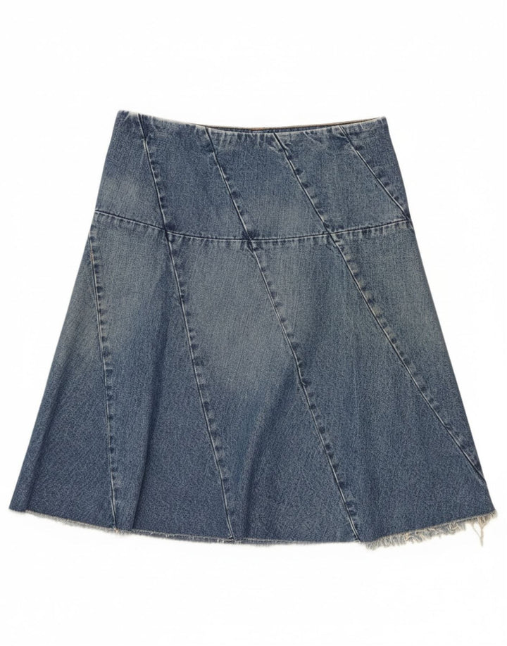 Saia jeans feminina Nautica EUA 6 médio W30 algodão azul