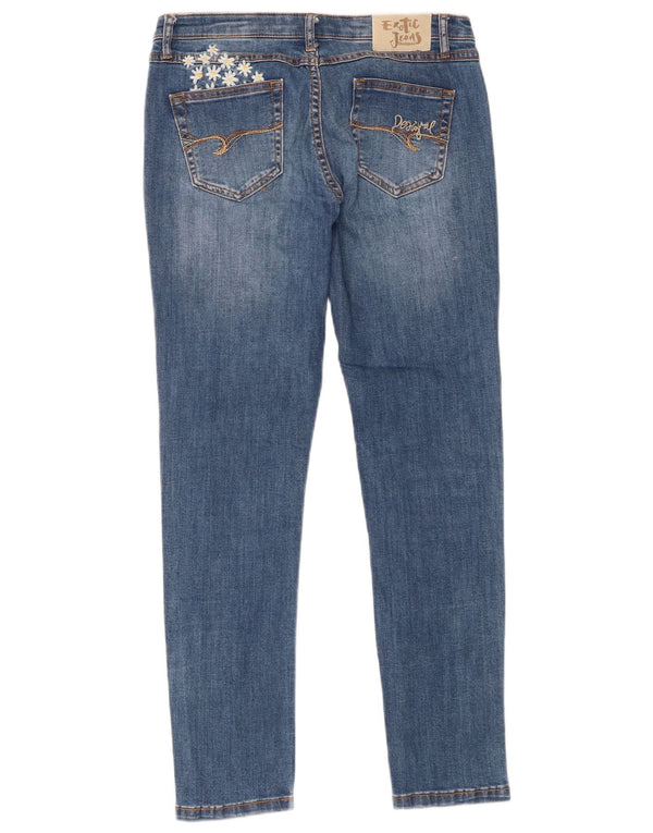 Desigual Jeans Slim Feminino W30 L28 Azul Floral