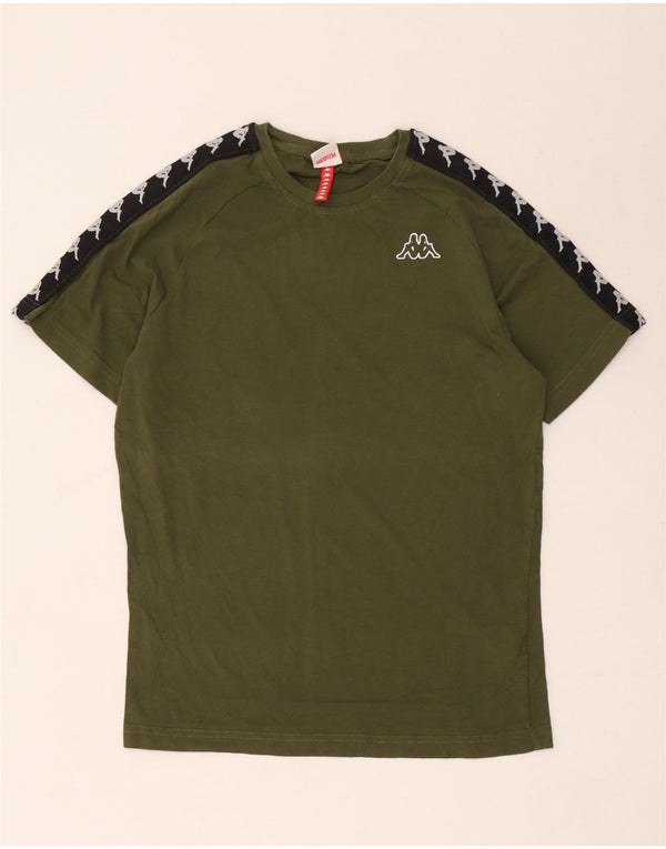 Camiseta gráfica masculina Kappa Top médio verde algodão colorblock