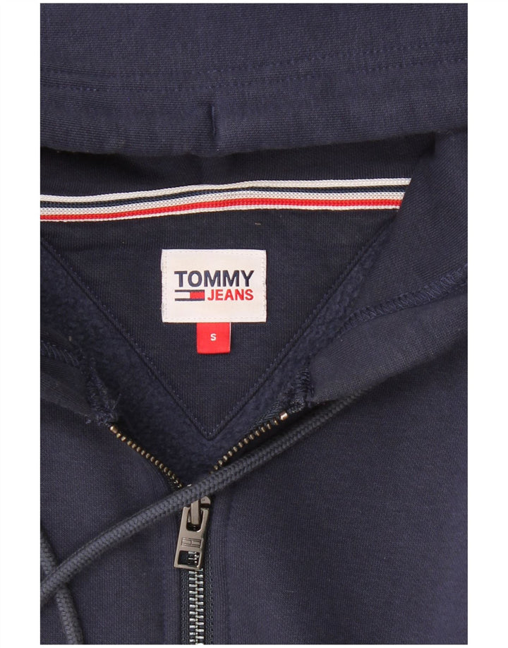Suéter feminino TOMMY HILFIGER com capuz e zíper grande Reino Unido 10 pequeno azul marinho