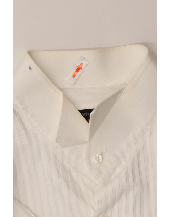 Camisa formal masculina PIERRE CARDIN tamanho 16 grande algodão listrado branco