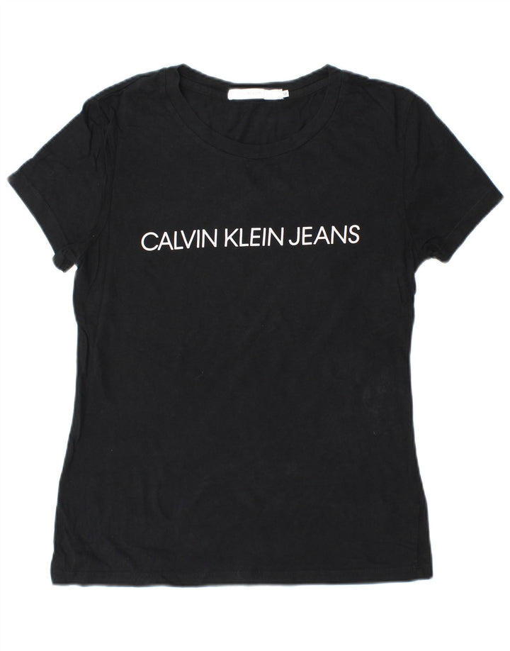 Camiseta feminina CALVIN KLEIN JEANS com estampa gráfica UK 12 algodão preto médio
