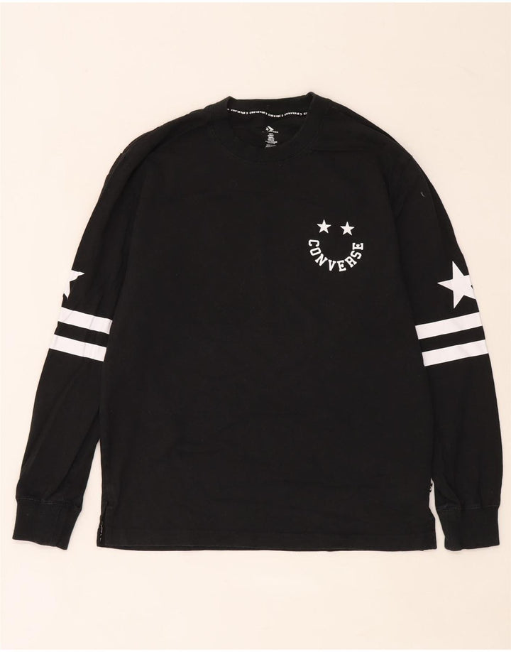 Converse masculino gráfico top manga longa pequeno algodão preto