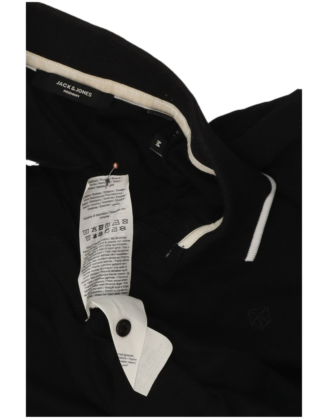 Camisa polo masculina Jack & Jones de algodão preto médio