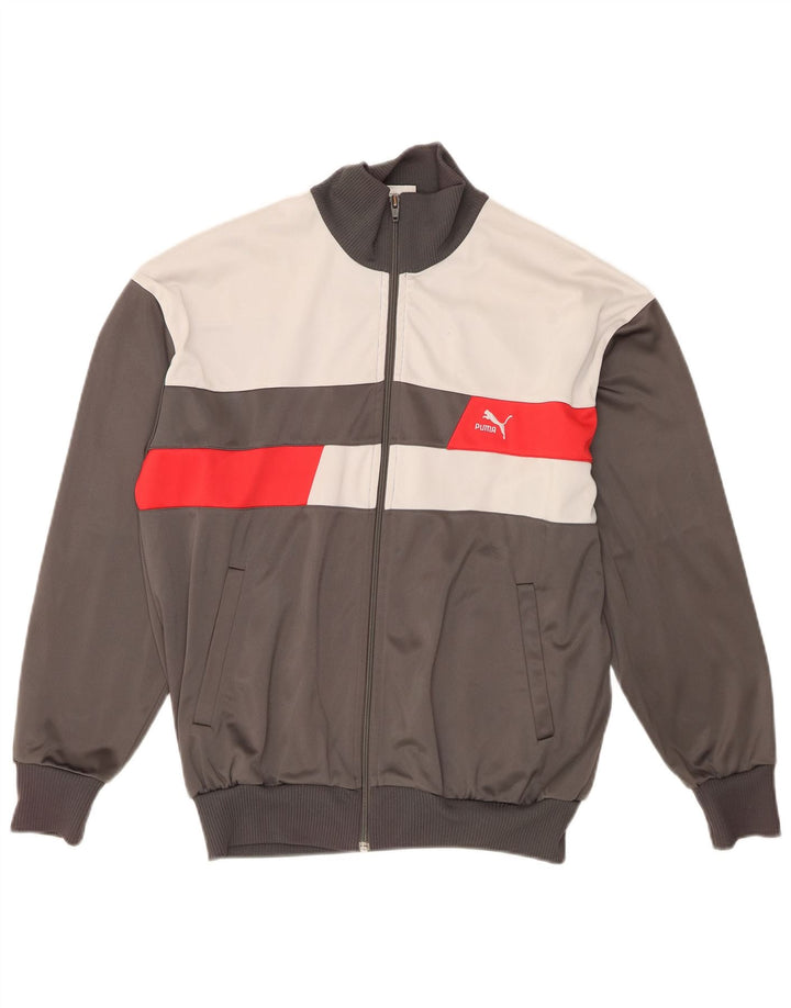 Puma Mens Tracksuit Top Jacket Médio Cinza Colourblock Poliéster
